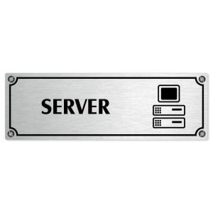 Server, 200x66mm, stříbrná popiska s imitacemi šroubků
