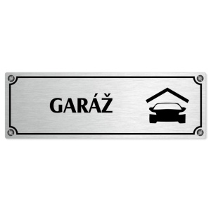 Garáž, 200x66mm, stříbrná popiska s imitacemi šroubků