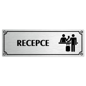 Recepce, 240x79mm, stříbrná popiska s imitacemi šroubků