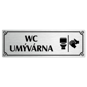 WC umývárna, 240x79mm, stříbrná popiska s imitacemi šroubků