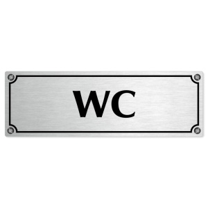 WC, 200x66mm, stříbrná popiska s imitacemi šroubků