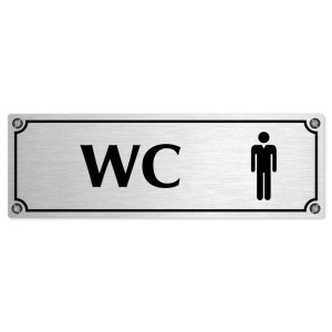 WC muži, 200x66mm, stříbrná popiska s imitacemi šroubků