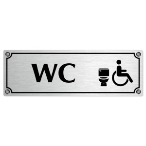 WC invalida, 240x79mm, stříbrná popiska s imitacemi šroubků