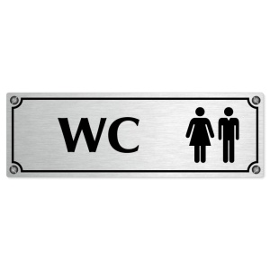 WC společné, 200x66mm, stříbrná popiska s imitacemi šroubků