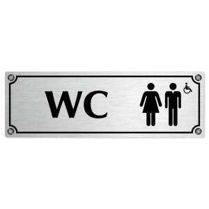 WC společné invalida, 200x66mm, stříbrná popiska s imitacemi šroubků