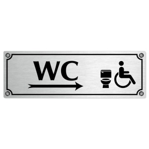 WC invalida vpravo, 200x66mm, stříbrná popiska s imitacemi šroubků