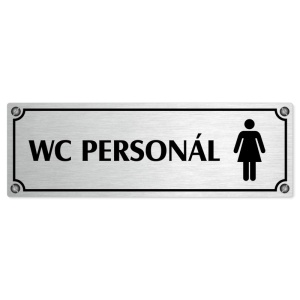 WC personál ženy, 200x66mm, stříbrná popiska s imitacemi šroubků