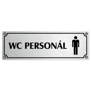 WC personál muži, 200x66mm, stříbrná popiska s imitacemi šroubků