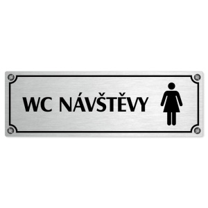 WC návštěvy ženy, 240x79mm, stříbrná popiska s imitacemi šroubků
