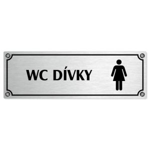 WC dívky, 240x79mm, stříbrná popiska s imitacemi šroubků