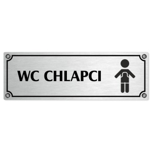 WC chlapci, 200x66mm, stříbrná popiska s imitacemi šroubků