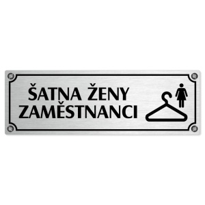 Šatna ženy zaměstnanci, 200x66mm, stříbrná popiska s imitacemi šroubků