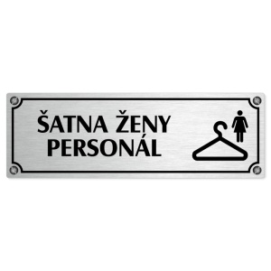 Šatna ženy personál, 200x66mm, stříbrná popiska s imitacemi šroubků