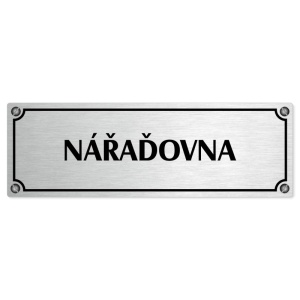 Nářaďovna, 200x66mm, stříbrná popiska s imitacemi šroubků