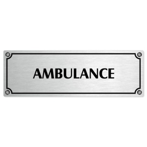 Ambulance, 200x66mm, stříbrná popiska s imitacemi šroubků