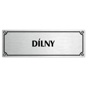 Dílny, 240x79mm, stříbrná popiska s imitacemi šroubků