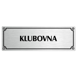 Klubovna, 200x66mm, stříbrná popiska s imitacemi šroubků