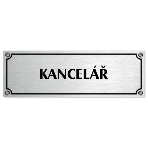 Kancelář, 240x79mm, stříbrná popiska s imitacemi šroubků