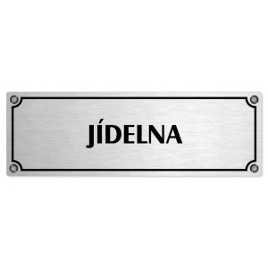 Jídelna, 200x66mm, stříbrná popiska s imitacemi šroubků