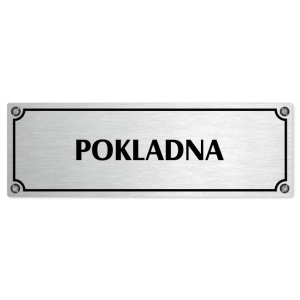 Pokladna, 200x66mm, stříbrná popiska s imitacemi šroubků