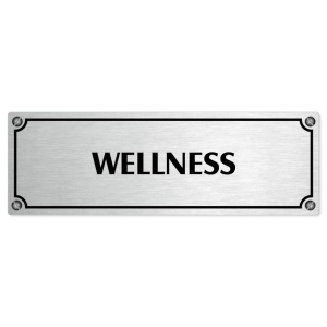 Wellness, 240x79mm, stříbrná popiska s imitacemi šroubků