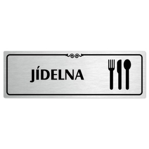Jídelna, 240x79mm, stříbrná popiska s ozdobou uprostřed