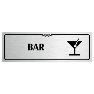 Bar, 240x79mm, stříbrná popiska s ozdobou uprostřed