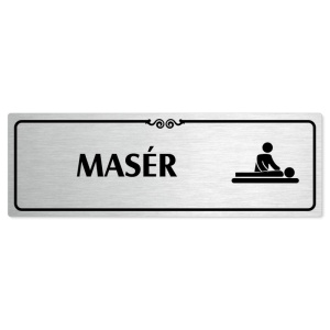 Masér, 240x79mm, stříbrná popiska s ozdobou uprostřed