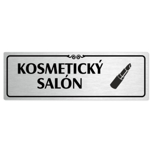 Kosmetický salón, 200x66mm, stříbrná popiska s ozdobou uprostřed
