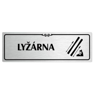 Lyžárna, 200x66mm, stříbrná popiska s ozdobou uprostřed