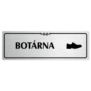 Botárna, 240x79mm, stříbrná popiska s ozdobou uprostřed