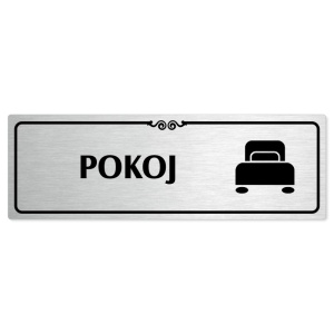 Pokoj, 200x66mm, stříbrná popiska s ozdobou uprostřed