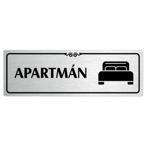 Apartmán, 240x79mm, stříbrná popiska s ozdobou uprostřed