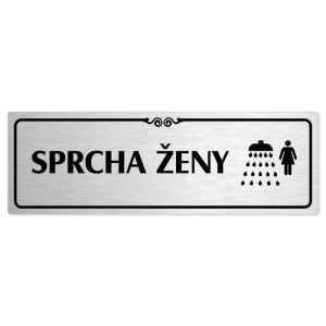 Sprcha ženy, 240x79mm, stříbrná popiska s ozdobou uprostřed