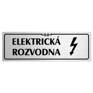 Elektrická rozvodna, 240x79mm, stříbrná popiska s ozdobou uprostřed