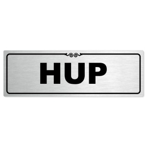 Hup, 240x79mm, stříbrná popiska s ozdobou uprostřed