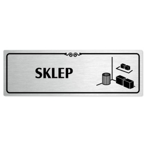 Sklep, 200x66mm, stříbrná popiska s ozdobou uprostřed