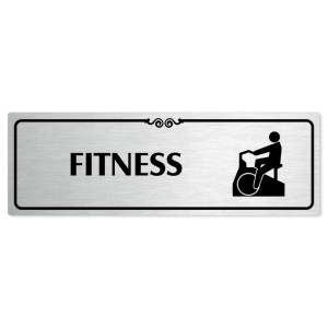 Fitness, 200x66mm, stříbrná popiska s ozdobou uprostřed