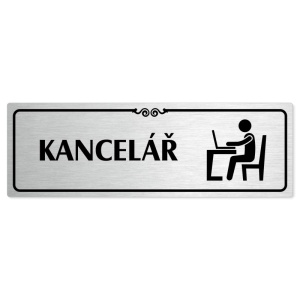 Kancelář, 240x79mm, stříbrná popiska s ozdobou uprostřed