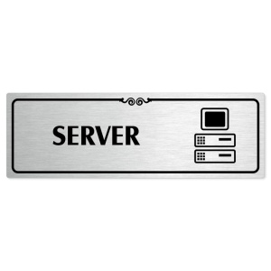 Server, 200x66mm, stříbrná popiska s ozdobou uprostřed