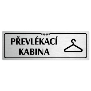 Převlékací kabina, 200x66mm, stříbrná popiska s ozdobou uprostřed