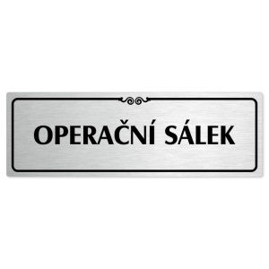 Operační sálek, 200x66mm, stříbrná popiska s ozdobou uprostřed
