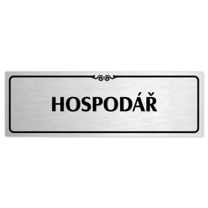 Hospodář, 240x79mm, stříbrná popiska s ozdobou uprostřed