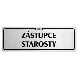 Zástupce starosty, 200x66mm, stříbrná popiska s ozdobou uprostřed
