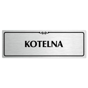 Kotelna, 240x79mm, stříbrná popiska s ozdobou uprostřed
