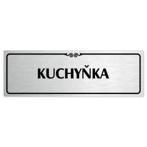 Kuchyňka, 200x66mm, stříbrná popiska s ozdobou uprostřed