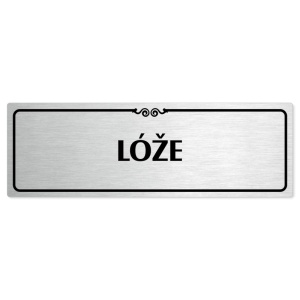 Lóže, 240x79mm, stříbrná popiska s ozdobou uprostřed