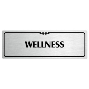 Wellness, 200x66mm, stříbrná popiska s ozdobou uprostřed