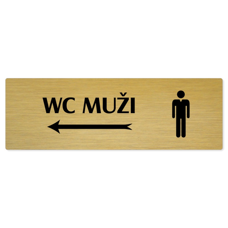 WC muži vlevo, 200x66mm, zlatá popiska 