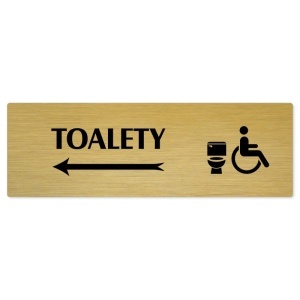 Toalety vlevo invalida, 240x79mm, zlatá popiska 
